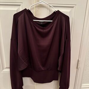 Express Purple Relaxed Long Sleeve Sweatshirt